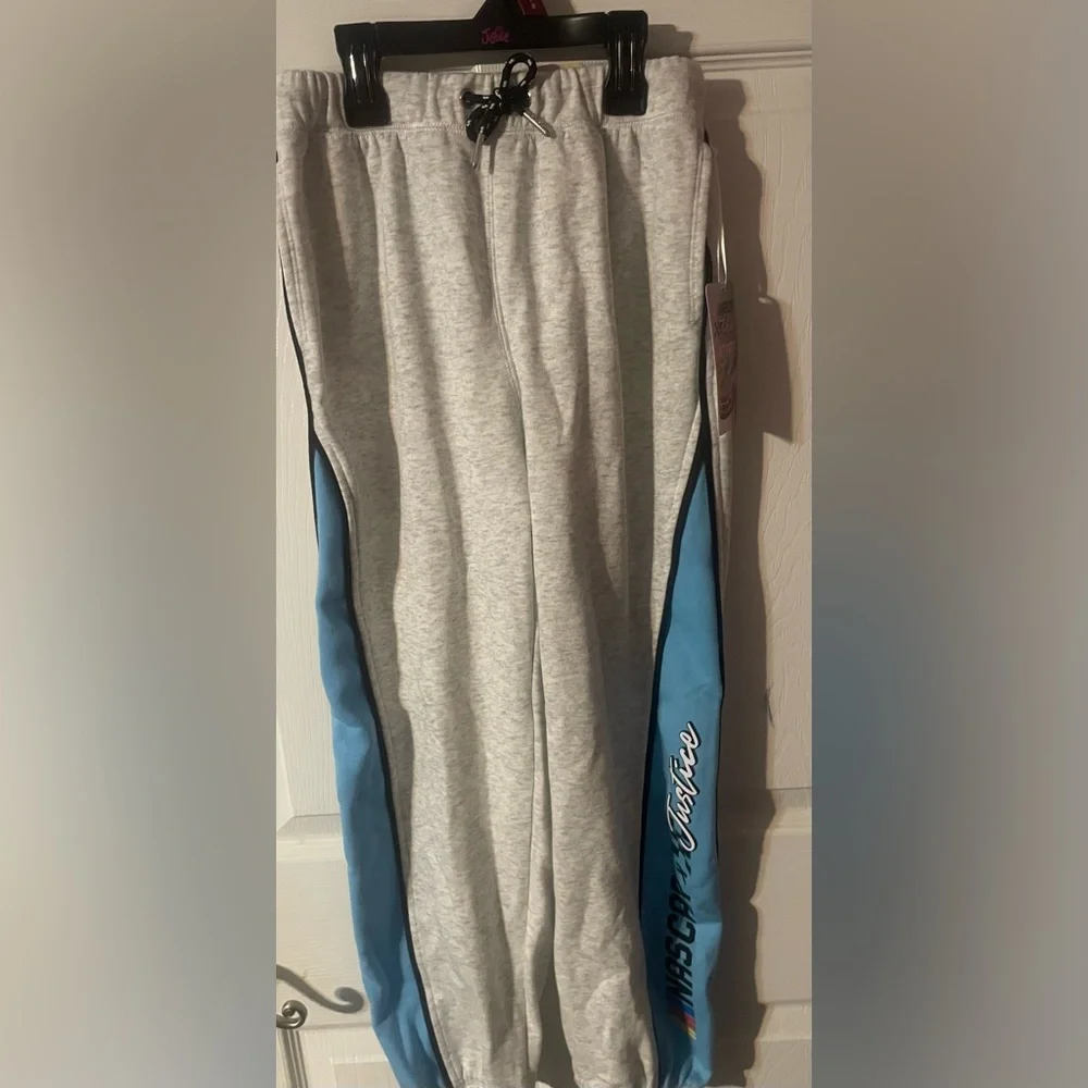 Justice x NASCAR Girls Jogger‎ Sweatpants Size S (7-8) NWT Colorblock Fleece